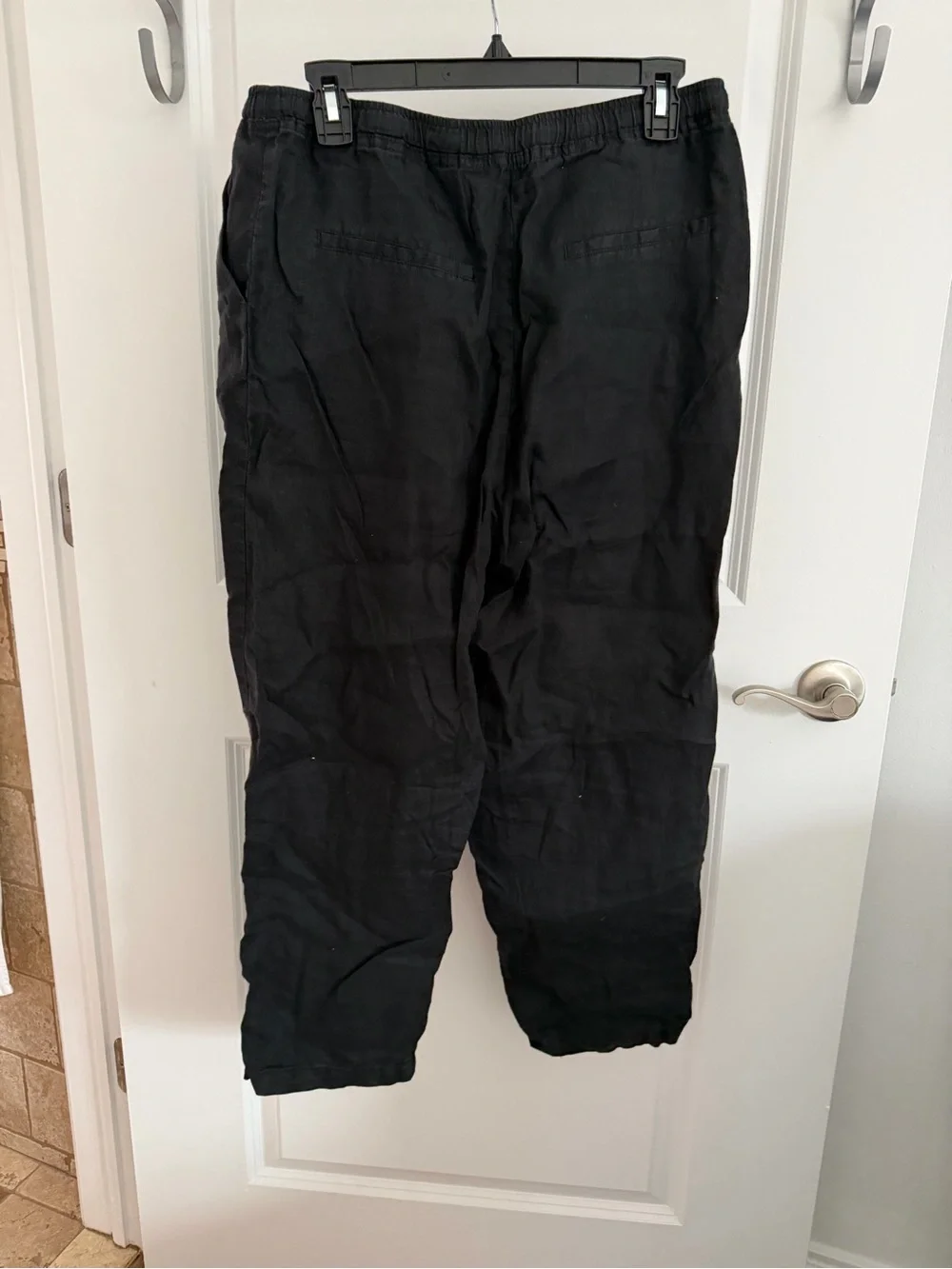Mango woman’s black drawstring Linen-Blend Pants size medium